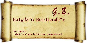 Gulyás Boldizsár névjegykártya